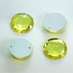Plastic Flat Back 2-Hole Foiled Sew-On Stone - Round 18MM JONQUIL