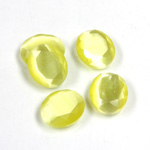 Fiber-Optic Flat Back Stone with Faceted Top and Table - Oval 12x10MM CAT'S EYE YELLOW