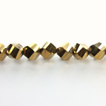 Indian Cut Crystal Bead - Helix Twisted 08MM METALLIC GOLD
