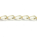 Czech Glass Pearl Bead - Pear 09x6MM CREME 70414