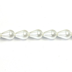 Czech Glass Pearl Bead - Pear 09x6MM OFF WHITE 70401