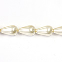 Czech Glass Pearl Bead - Pear 18x11MM CREME 70414