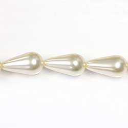 Czech Glass Pearl Bead - Pear 24x13MM CREME 70414