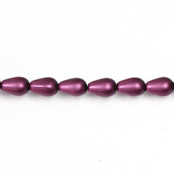 Czech Glass Pearl Bead - Pear 09x6MM MATTE AMETHYST