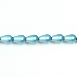 Czech Glass Pearl Bead - Pear 09x6MM MATTE AQUA