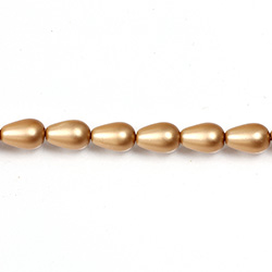 Czech Glass Pearl Bead - Pear 09x6MM MATTE COPPER