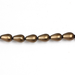 Czech Glass Pearl Bead - Pear 09x6MM MATTE DARK BROWN