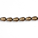 Czech Glass Pearl Bead - Pear 09x6MM MATTE DARK BROWN