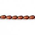 Czech Glass Pearl Bead - Pear 09x6MM MATTE DARK COPPER