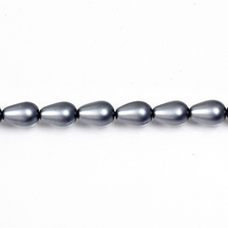 Czech Glass Pearl Bead - Pear 09x6MM MATTE DARK GREY