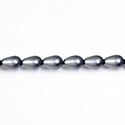 Czech Glass Pearl Bead - Pear 09x6MM MATTE DARK GREY