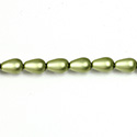 Czech Glass Pearl Bead - Pear 09x6MM MATTE DARK OLIVE