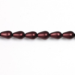 Czech Glass Pearl Bead - Pear 09x6MM MATTE GARNET