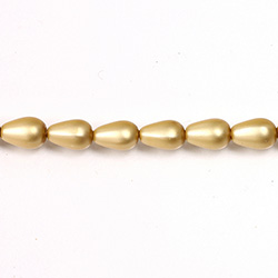 Czech Glass Pearl Bead - Pear 09x6MM MATTE GOLD