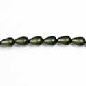 Czech Glass Pearl Bead - Pear 09x6MM MATTE HUNTER GREEN