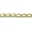 Czech Glass Pearl Bead - Pear 09x6MM MATTE LT OLVIVE