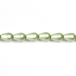 Czech Glass Pearl Bead - Pear 09x6MM MATTE MINT