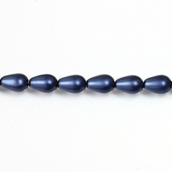 Czech Glass Pearl Bead - Pear 09x6MM MATTE NAVY