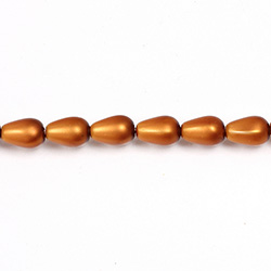 Czech Glass Pearl Bead - Pear 09x6MM MATTE PUMPKIN