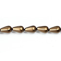 Czech Glass Pearl Bead - Pear 12x7MM MATTE DARK BROWN