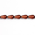 Czech Glass Pearl Bead - Pear 12x7MM MATTE DARK COPPER