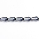 Czech Glass Pearl Bead - Pear 12x7MM MATTE DARK GREY