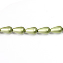 Czech Glass Pearl Bead - Pear 12x7MM MATTE DARK OLIVE