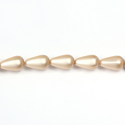 Czech Glass Pearl Bead - Pear 12x7MM MATTE DARK ROSE