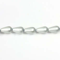 Czech Glass Pearl Bead - Pear 12x7MM MATTE LT BLUE