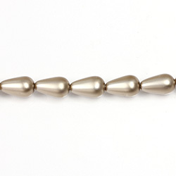 Czech Glass Pearl Bead - Pear 12x7MM MATTE LT BROWN