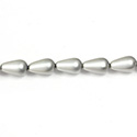 Czech Glass Pearl Bead - Pear 12x7MM MATTE LT GREY