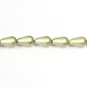 Czech Glass Pearl Bead - Pear 12x7MM MATTE LT OLIVE