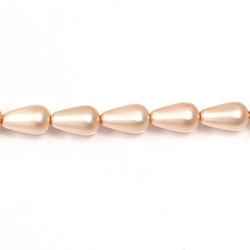 Czech Glass Pearl Bead - Pear 12x7MM MATTE LT ROSE