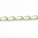 Czech Glass Pearl Bead - Pear 12x7MM MATTE MINT