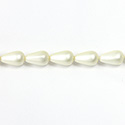 Czech Glass Pearl Bead - Pear 12x7MM MATTE WHITE