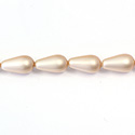 Czech Glass Pearl Bead - Pear 15x8MM MATTE DARK ROSE