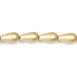 Czech Glass Pearl Bead - Pear 15x8MM MATTE GOLD