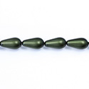 Czech Glass Pearl Bead - Pear 15x8MM MATTE HUNTER GREEN
