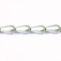 Czech Glass Pearl Bead - Pear 15x8MM MATTE LT BLUE