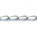 Czech Glass Pearl Bead - Pear 15x8MM MATTE LT GREY