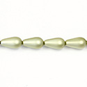 Czech Glass Pearl Bead - Pear 15x8MM MATTE LT OLIVE