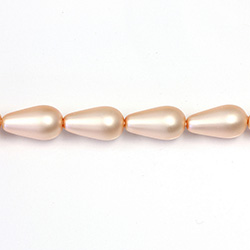 Czech Glass Pearl Bead - Pear 15x8MM MATTE LT ROSE