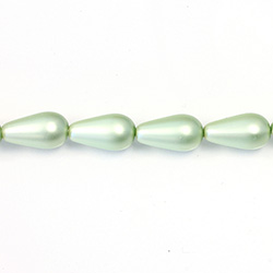 Czech Glass Pearl Bead - Pear 15x8MM MATTE MINT