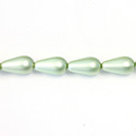Czech Glass Pearl Bead - Pear 15x8MM MATTE MINT