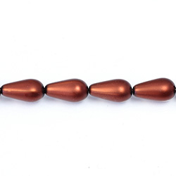 Czech Glass Pearl Bead - Pear 15x8MM MATTE PUMPKIN