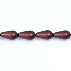 Czech Glass Pearl Bead - Pear 15x8MM MATTE RUST