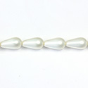 Czech Glass Pearl Bead - Pear 15x8MM MATTE WHITE