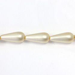 Czech Glass Pearl Bead - Pear 20x9MM MATTE CREME