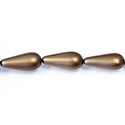 Czech Glass Pearl Bead - Pear 20x9MM MATTE DARK BROWN