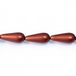 Czech Glass Pearl Bead - Pear 20x9MM MATTE DARK COPPER